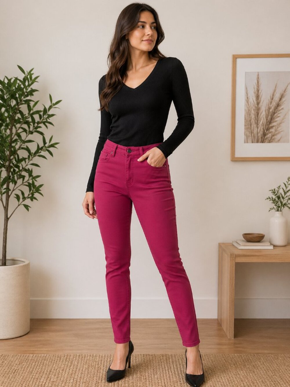 R Jeans Burgundy High Rise Womens size 29 Casual Fun Trendy Movie night